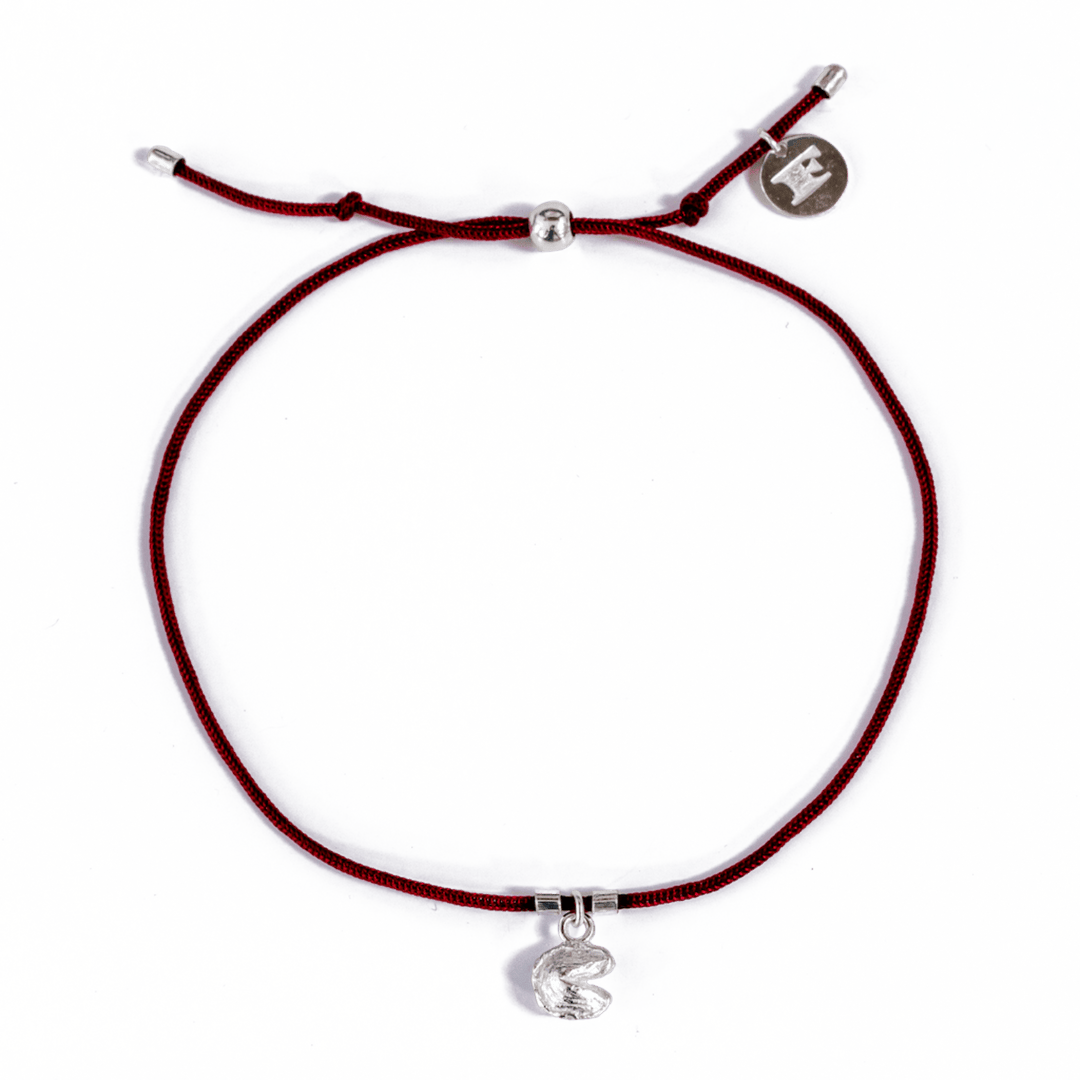 Fortune Cookie Bracelet in Burgundy/Silver