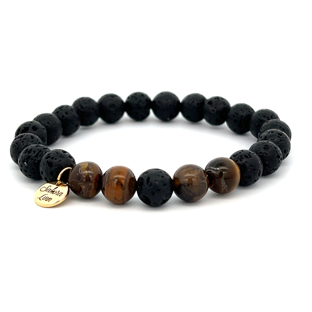 Tiger's Eye + Lava Stone Stack (6mm)