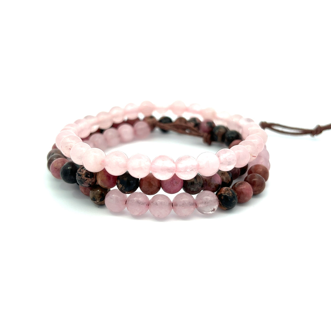 Rose Quartz + Black Rhodonite Stack