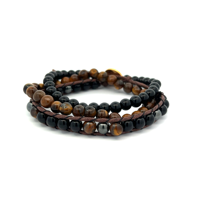 Tiger's Eye + Onyx + Hematite Stack