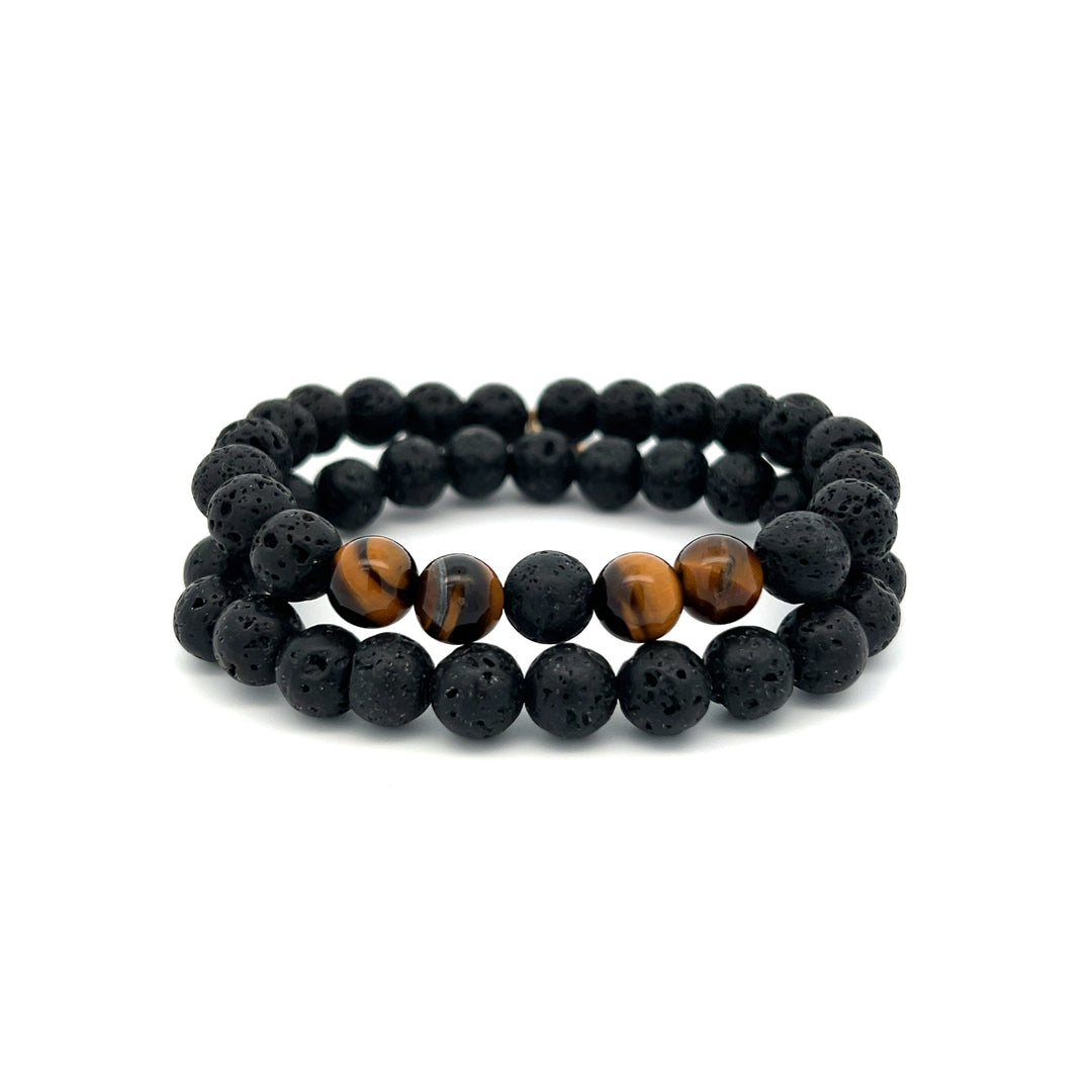 Lava Stone + Tiger's Eye Stack (8mm)