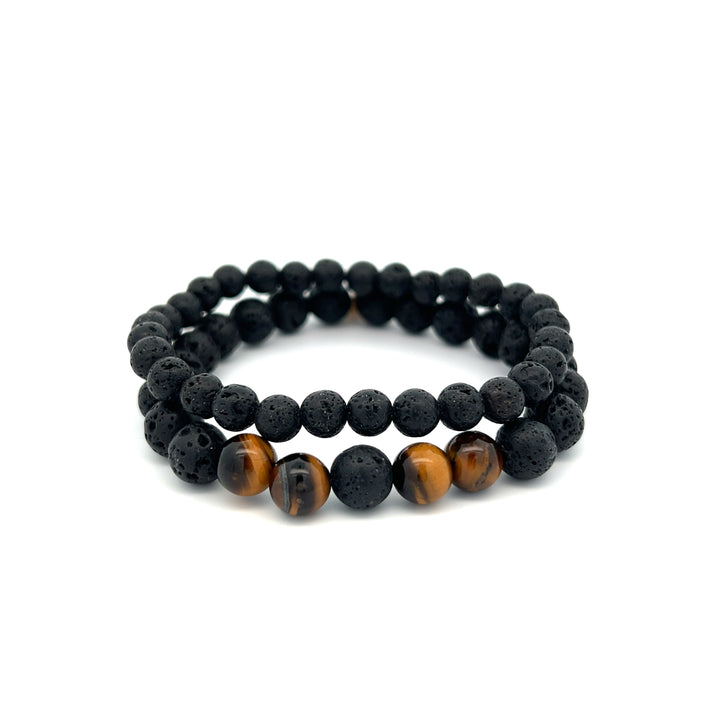 Lava Stone + Tiger's Eye Stack (6mm)