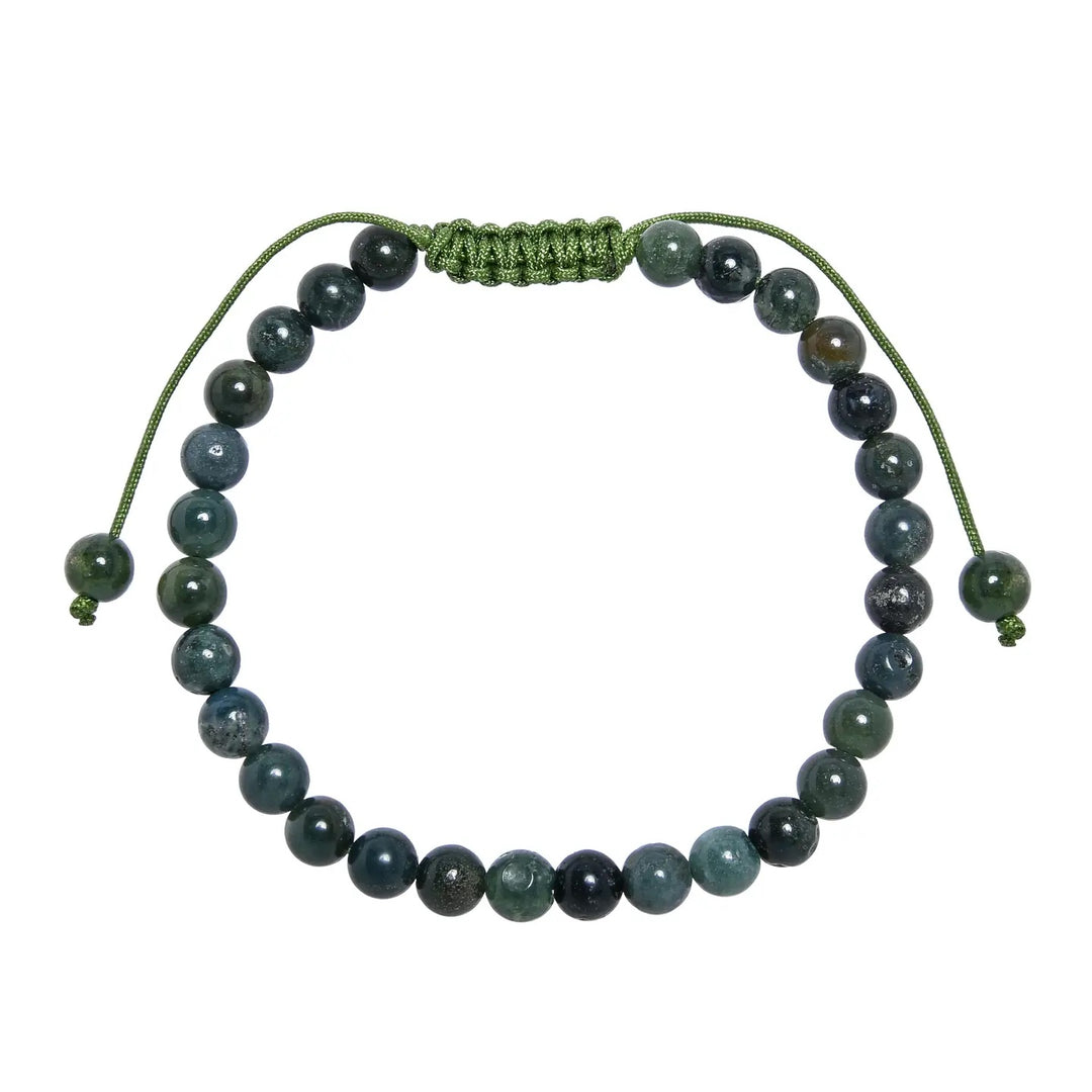 Moss Agate Pull Tie Bracelet