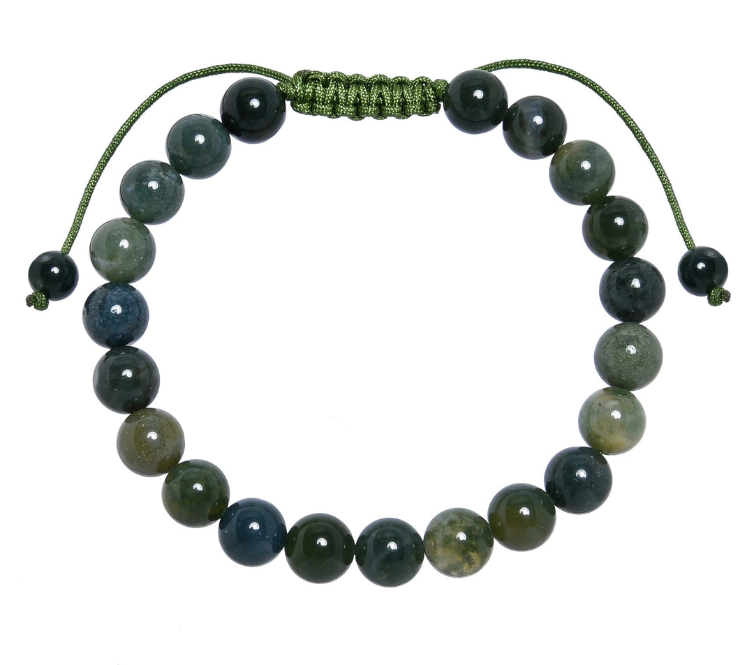 Moss Agate Pull Tie Bracelet