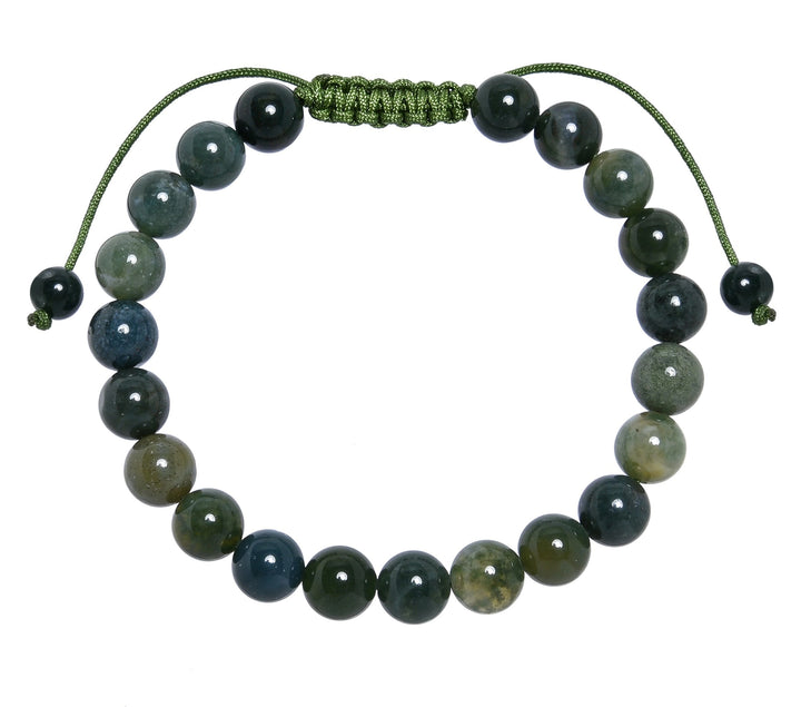 Moss Agate Pull Tie Bracelet